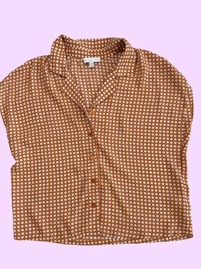 Maison D’Amelie Button-Front Printed Sleeveless Blouse in Rust